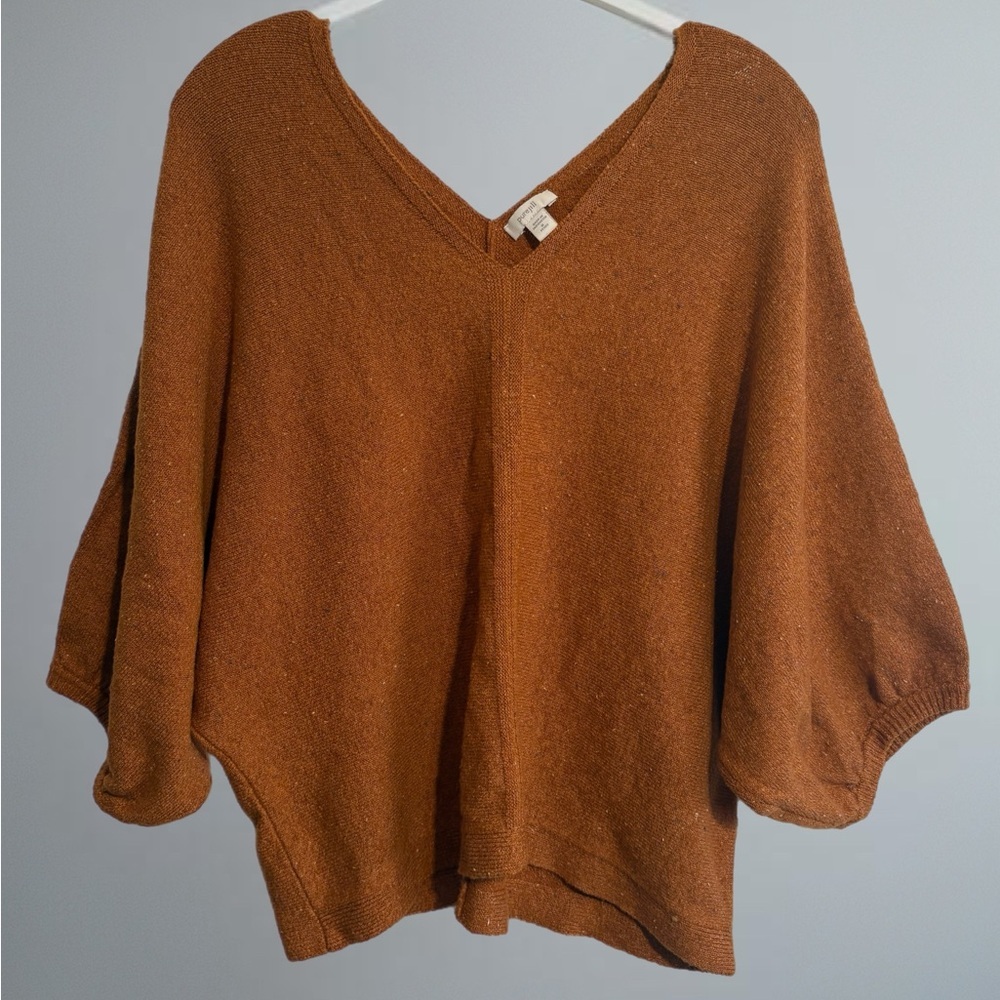 Pure Jill Elegant V-Neck Brown Sweater - Picture 4 of 5